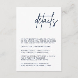 Tarjeta de gabinete de detalles azul de la marina