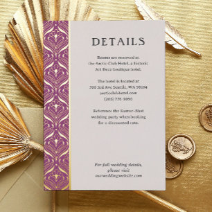 Tarjeta de gabinete de detalles de Boda Art Deco L