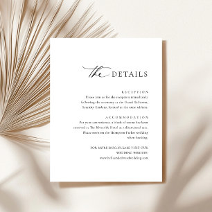 Tarjeta de gabinete de detalles de Boda blanco neg