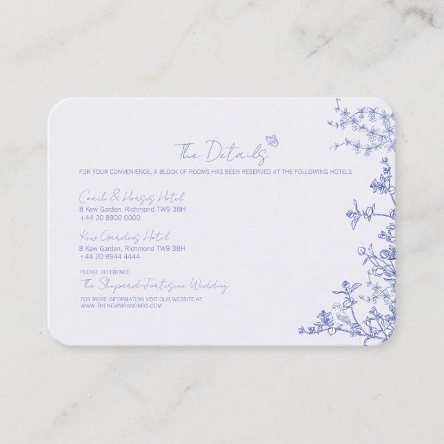 Tarjeta de gabinete de detalles de Boda Chinoiseri (Anverso)