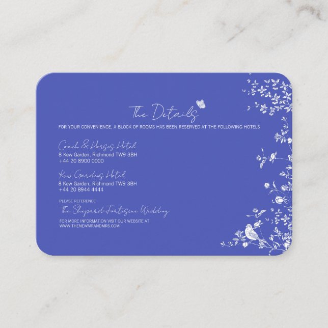 Tarjeta de gabinete de detalles de Boda Chinoiseri (Anverso)
