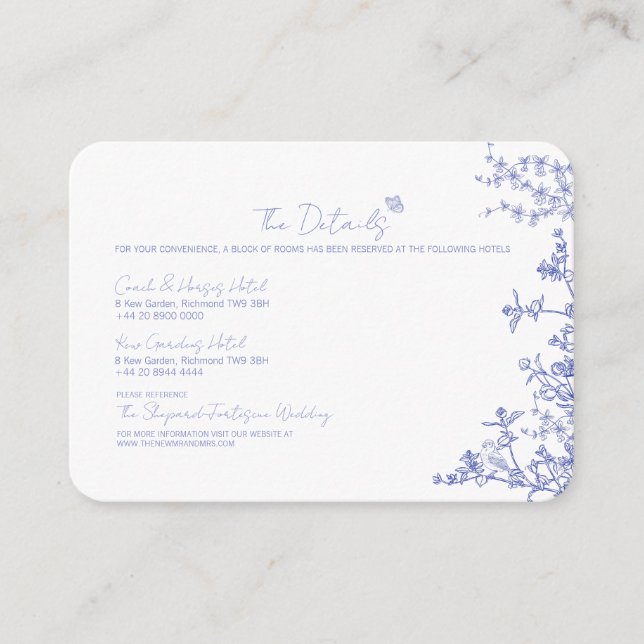 Tarjeta de gabinete de detalles de Boda Chinoiseri (Anverso)