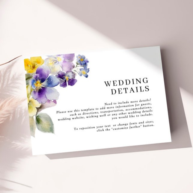 Tarjeta de gabinete de detalles de Boda de acuarel (Subido por el creador)