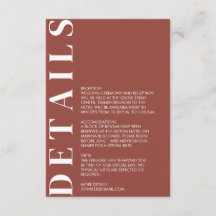 Tarjeta de gabinete de detalles de Boda de castaño