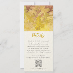 Tarjeta de gabinete de detalles de Boda de hojas d