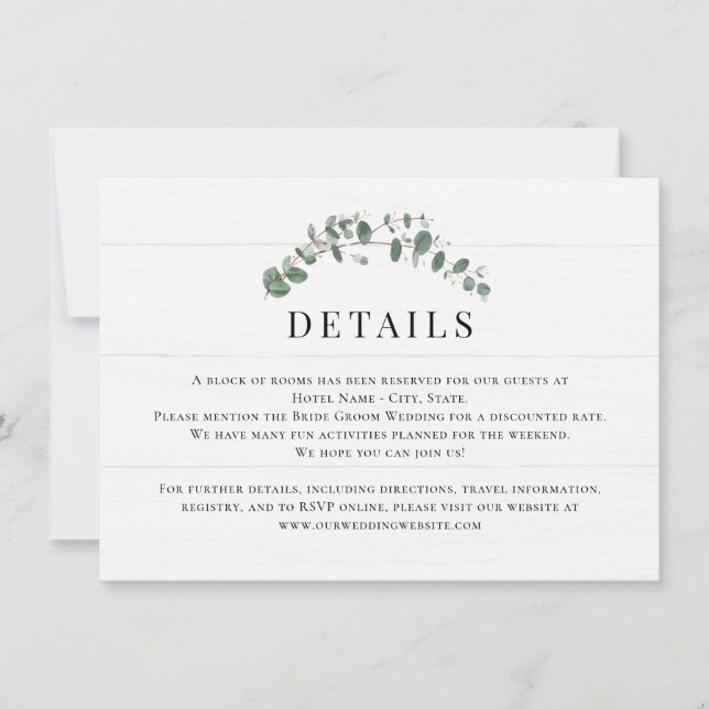 Tarjeta de gabinete de detalles de Boda de vegetac (Anverso)
