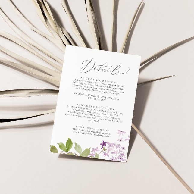 Tarjeta de gabinete de detalles de Boda Lilac ruso (Subido por el creador)