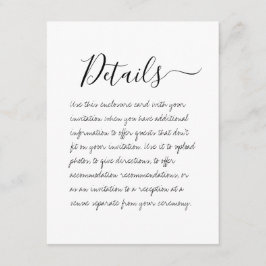 Tarjeta de gabinete de detalles de Boda manuscrita