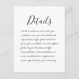 Tarjeta de gabinete de detalles de Boda manuscrita