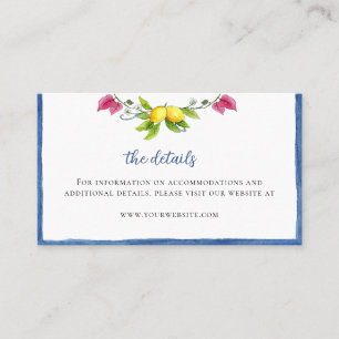 Tarjeta de gabinete de detalles de Boda mediterrán