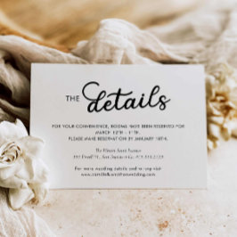 Tarjeta de gabinete de detalles de Boda mínimo mod