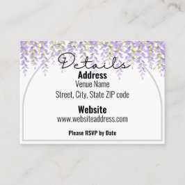Tarjeta de gabinete de detalles de Boda púrpura