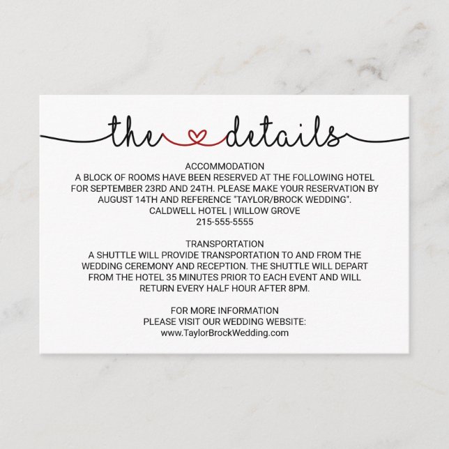 Tarjeta de gabinete de detalles de Boda rojo Love  (Anverso)