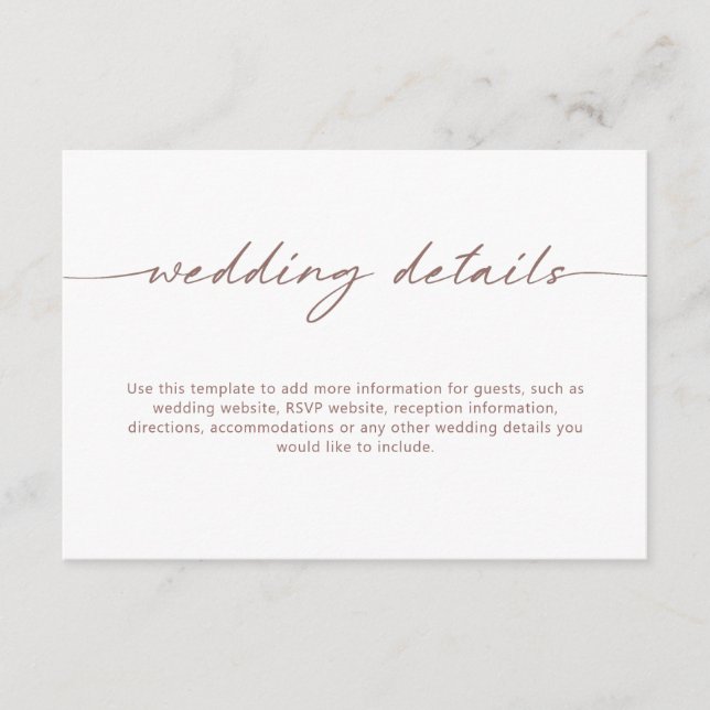 Tarjeta de gabinete de detalles de Boda ruso minim (Anverso)