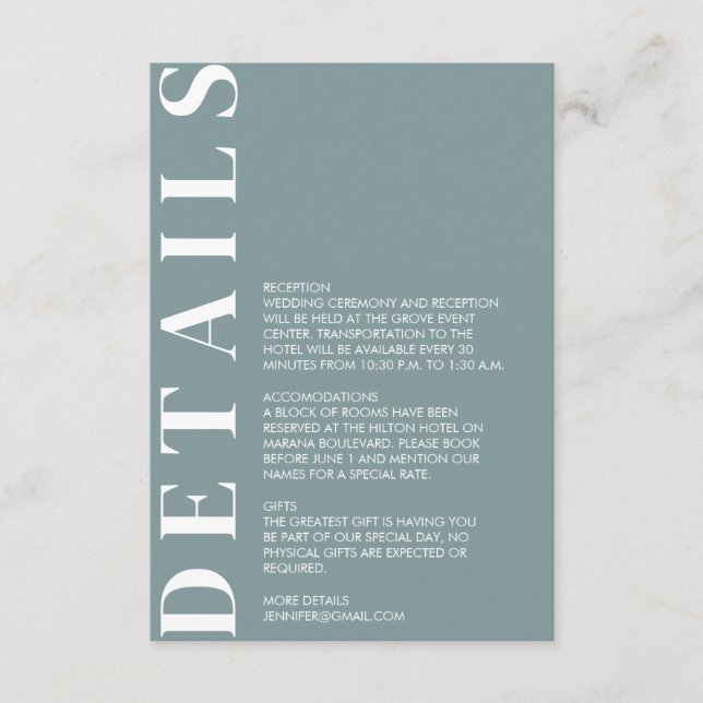 Tarjeta de gabinete de detalles de Boda Sky matuti (Anverso)