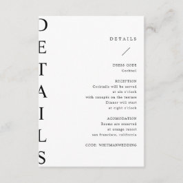 tarjeta de gabinete de detalles de boda ultramoder