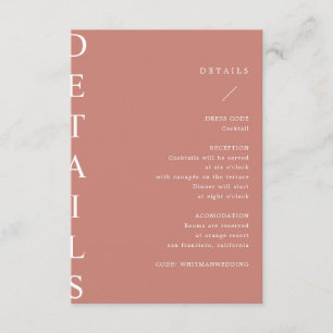 tarjeta de gabinete de detalles de boda ultramoder