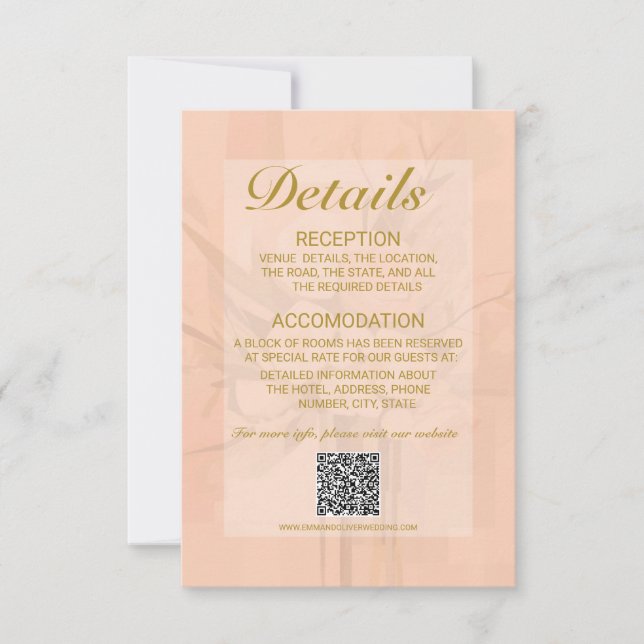 Tarjeta de gabinete de detalles de bodas elegante  (Anverso)