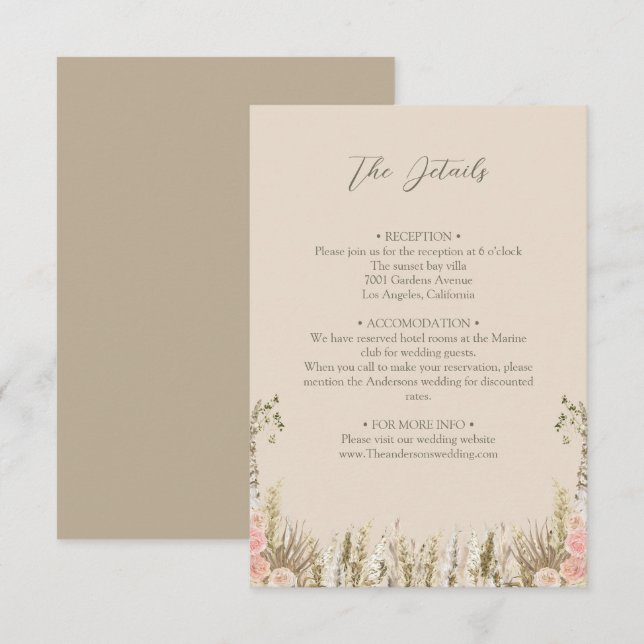 Tarjeta de gabinete de detalles de Boho (Anverso / Reverso)