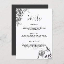 Tarjeta de gabinete de detalles de flores dibujada