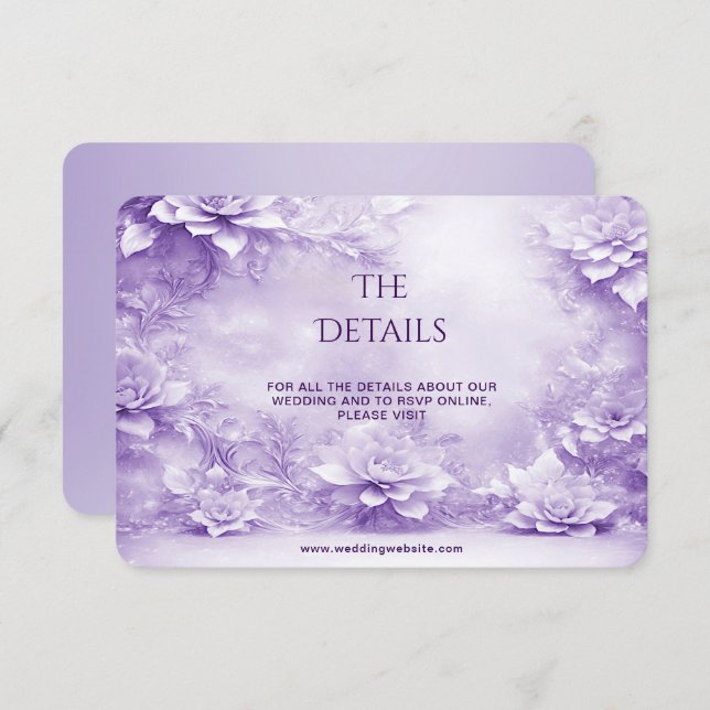 Tarjeta de gabinete de detalles de flores moradas  (Anverso / Reverso)