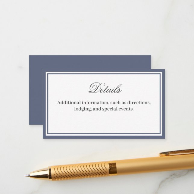 Tarjeta de gabinete de detalles de guiones elegant (Anverso/Reverso In Situ)