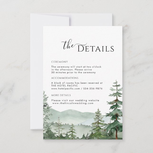 Tarjeta de gabinete de detalles de selva de montañ (Anverso)
