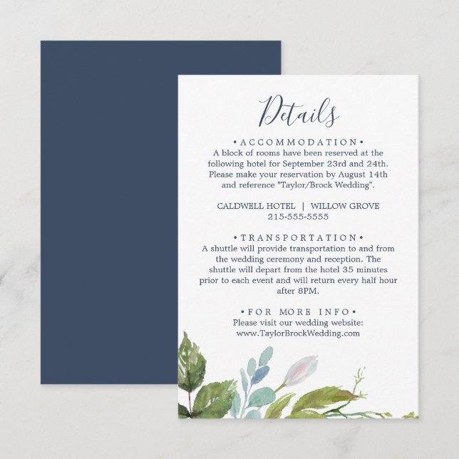 Tarjeta de gabinete de detalles de verdor de veran (Anverso / Reverso)