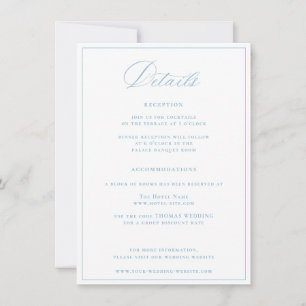 Tarjeta de gabinete de detalles del Boda azul clar