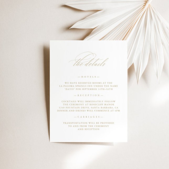 Tarjeta de gabinete de detalles del Boda blanco mi (Minimalist White Wedding Details Enclosure Card)
