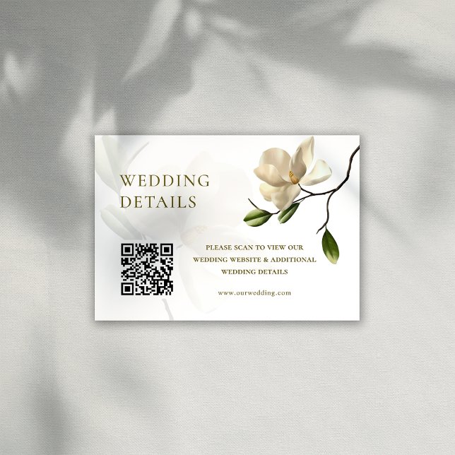 Tarjeta de gabinete de detalles del Boda de Magnol (Oriental Magnolia Wedding Details Enclosure Card)