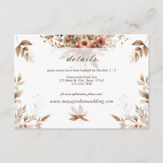 Tarjeta de gabinete de detalles del Boda de otoño