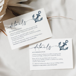 Tarjeta de gabinete de detalles del Boda marítimo