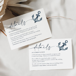 Tarjeta de gabinete de detalles del Boda marítimo