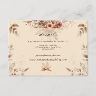 Tarjeta de gabinete de detalles del Boda otoñal de