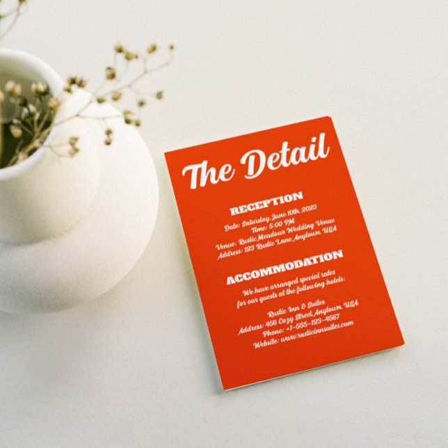 Tarjeta de gabinete de detalles del Boda retro de  (Retro Wedding Details Enclosure Card)