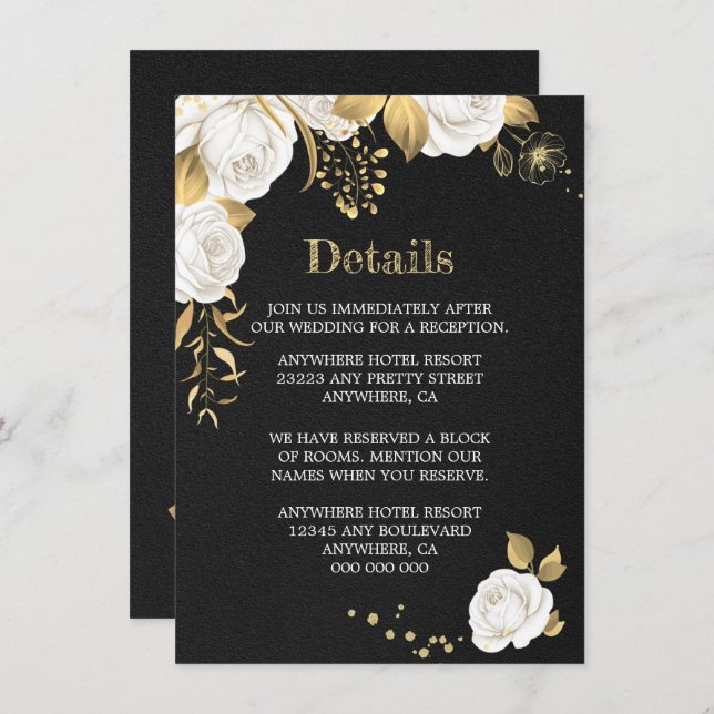 tarjeta de gabinete de detalles en blanco dorado f (Anverso / Reverso)