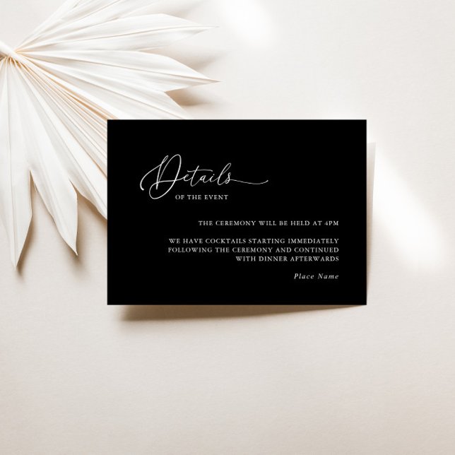 Tarjeta de gabinete de detalles Minimalistas moder (Modern Minimalist Wedding Details Enclosure Card)