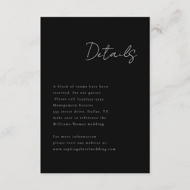 Tarjeta de gabinete de detalles mínimos del guión (Anverso)