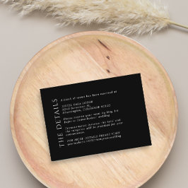 Tarjeta de gabinete de detalles negros Boda modern