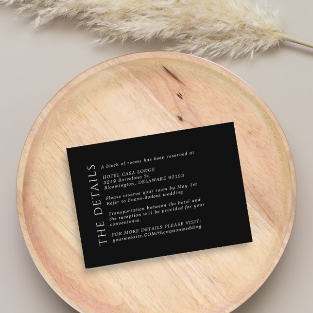 Tarjeta de gabinete de detalles negros Boda modern (Subido por el creador)