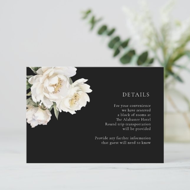 Tarjeta de gabinete de detalles negros de Bodas bl (Anverso de pie)