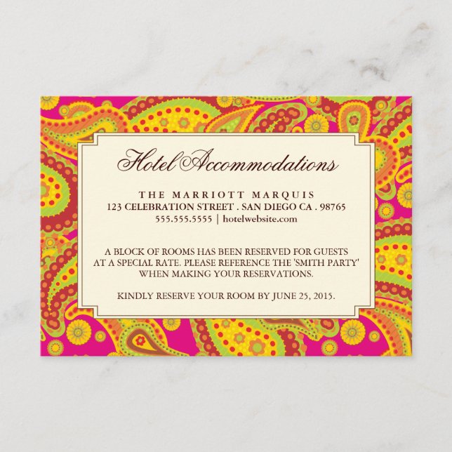 Tarjeta de gabinete de Fiesta Rich Gold Paisley Pa (Anverso)