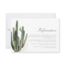 Tarjeta de gabinete de información de Boda Cactus