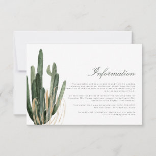 Tarjeta de gabinete de información de Boda Cactus 