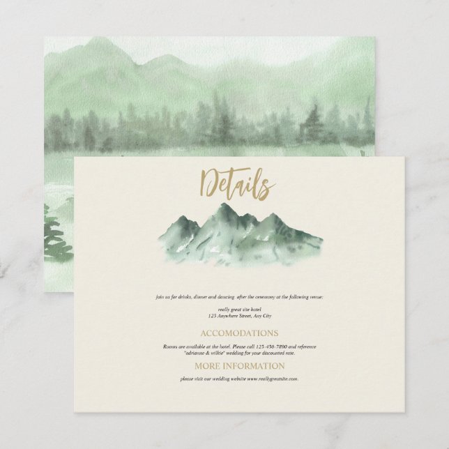 Tarjeta de gabinete de las montañas bodas (Anverso / Reverso)