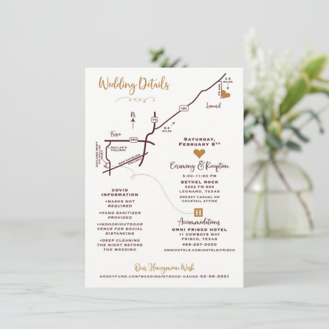 Tarjeta de gabinete de mapa Boda - MEGAN DE DISEÑO (Anverso de pie)