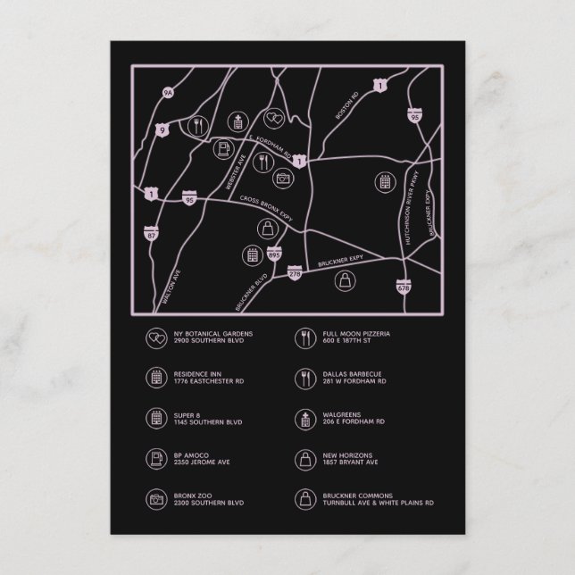 Tarjeta de gabinete de mapa de boda personalizada  (Anverso)