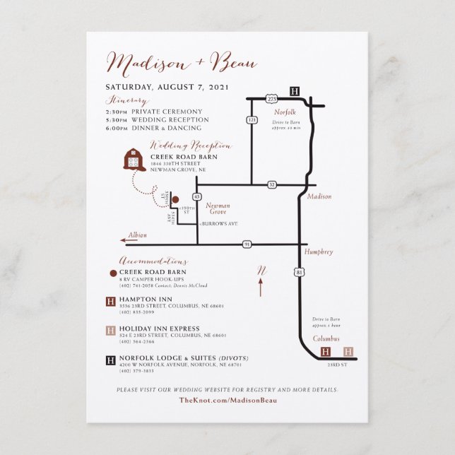 Tarjeta de gabinete de mapa de bodas - PERSONALIZA (Anverso)