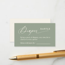 Tarjeta de gabinete de Raffle Sage Green Script Di